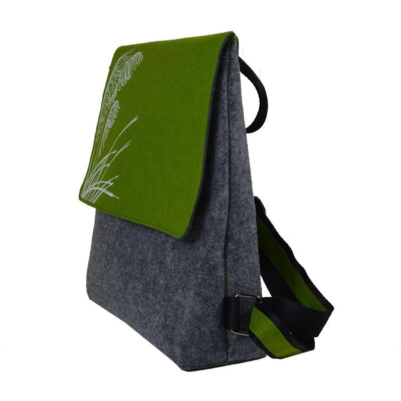 Jo Luping Toetoe White On Green Light Grey Ecofelt Backpack image number 2